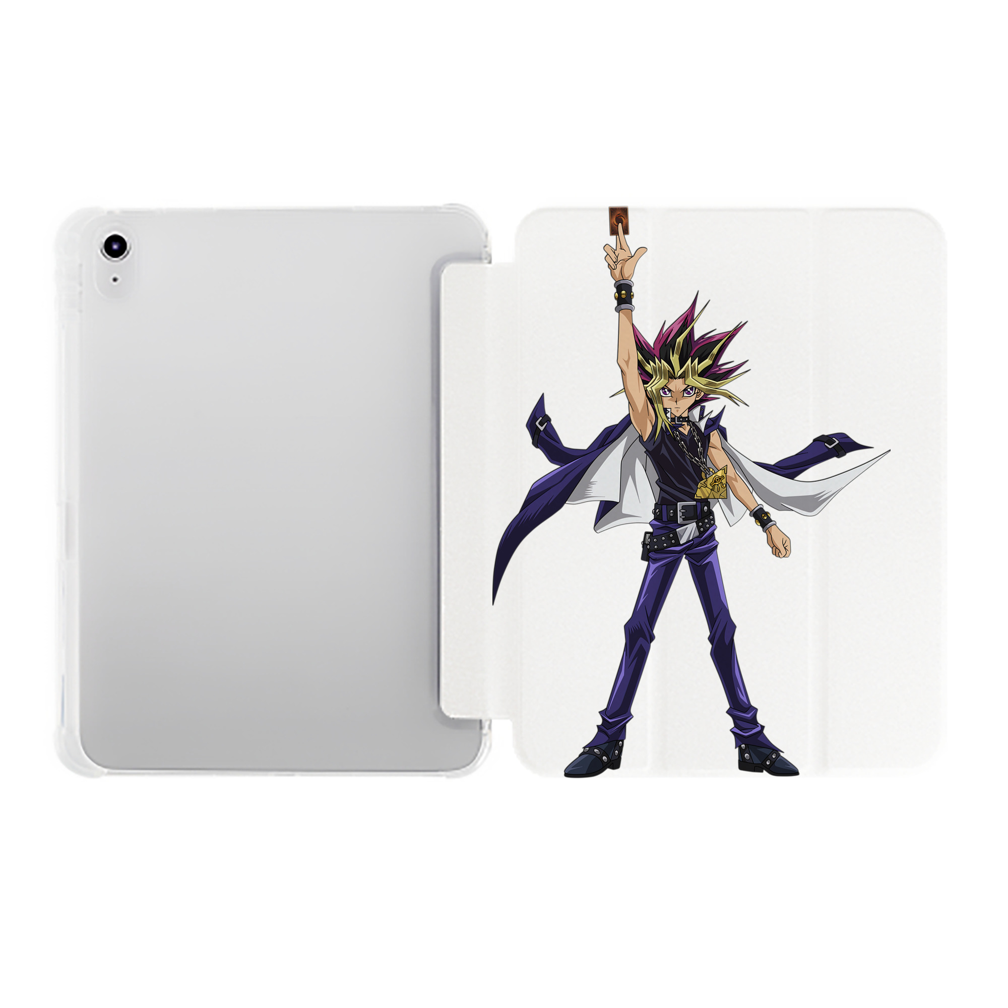（画像用） 遊☆戯☆王 Yu-Gi-Oh! IPad ケース ペン収納付き 三つ折りスタンド PUレザー×シリコン 対応機種9.5/10.5/10.9インチ